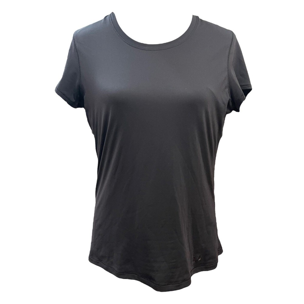 UNDER ARMOUR Women's Top Activewear Black Heat Gear Mesh Back Detail Large